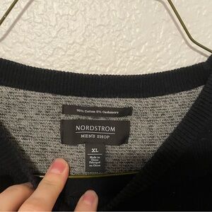 Nordstrom Men's Black and Gray Cashmere Blend Sweater